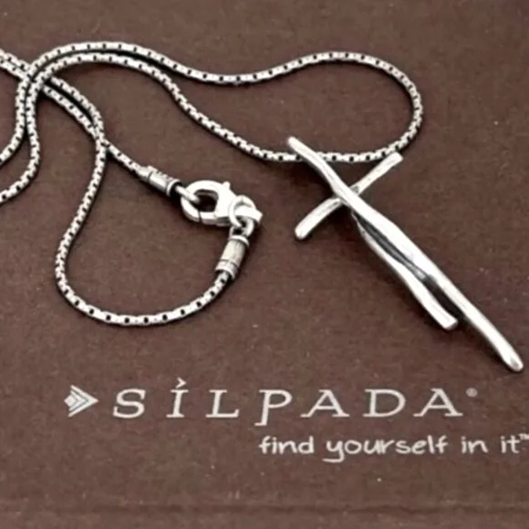 Silpada Vintage RARE Sterling Silver Twisted Cross Necklace - Picture 10 of 10